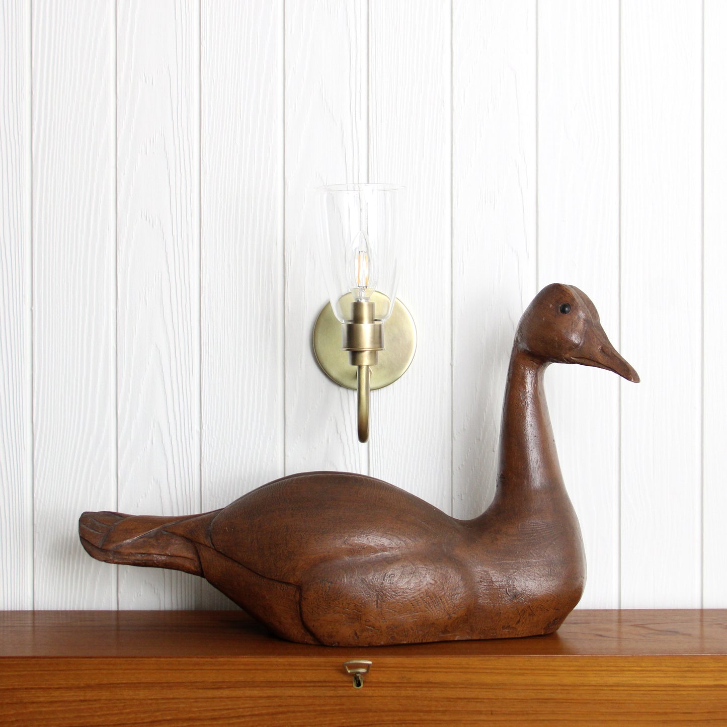 Norwich Long Arm Wall Sconce in Vintage Brass