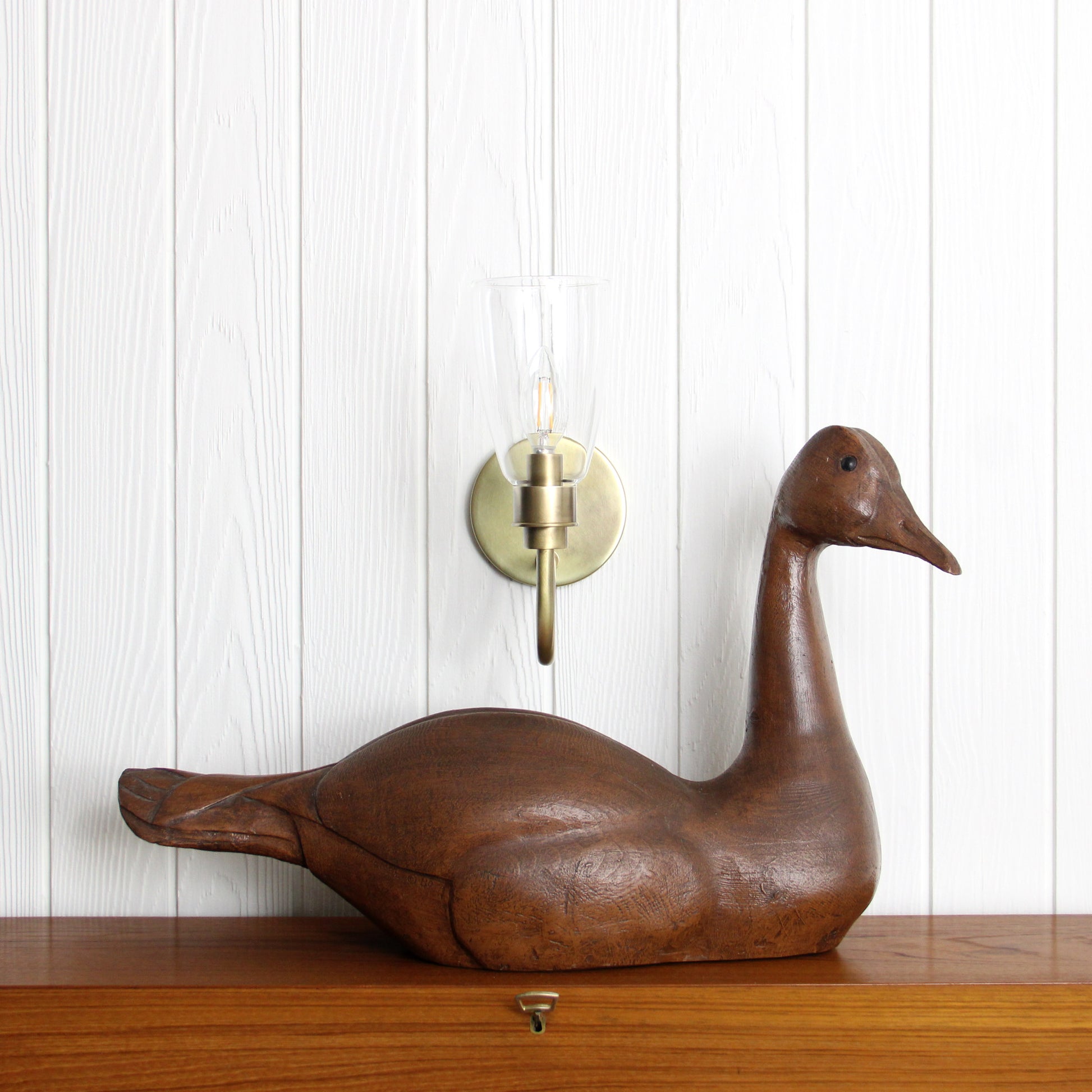 Norwich Long Arm Wall Sconce in Vintage Brass