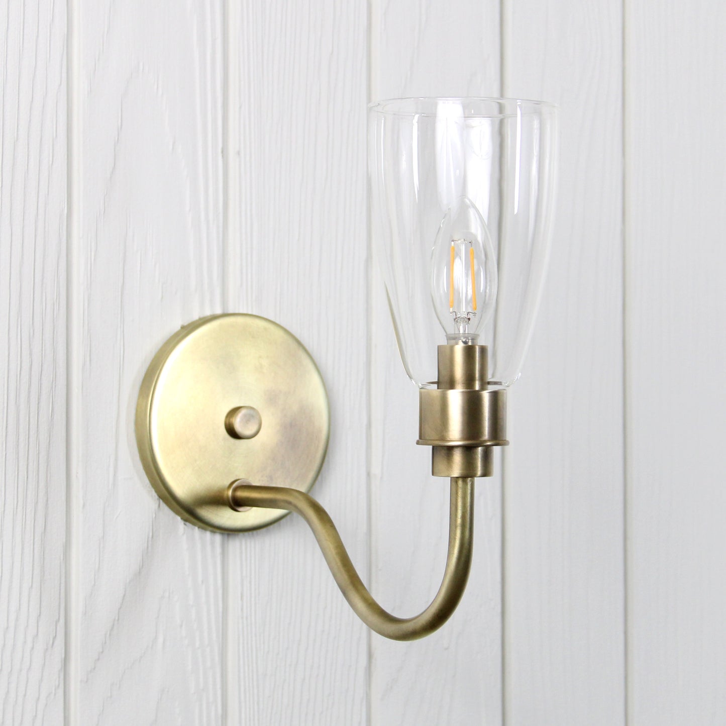 Norwich Long Arm Wall Sconce in Vintage Brass