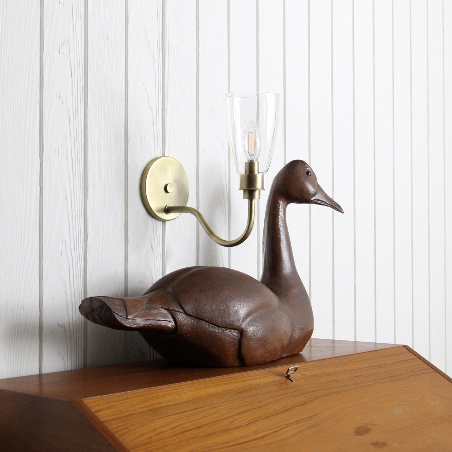 Norwich Long Arm Wall Sconce in Vintage Brass