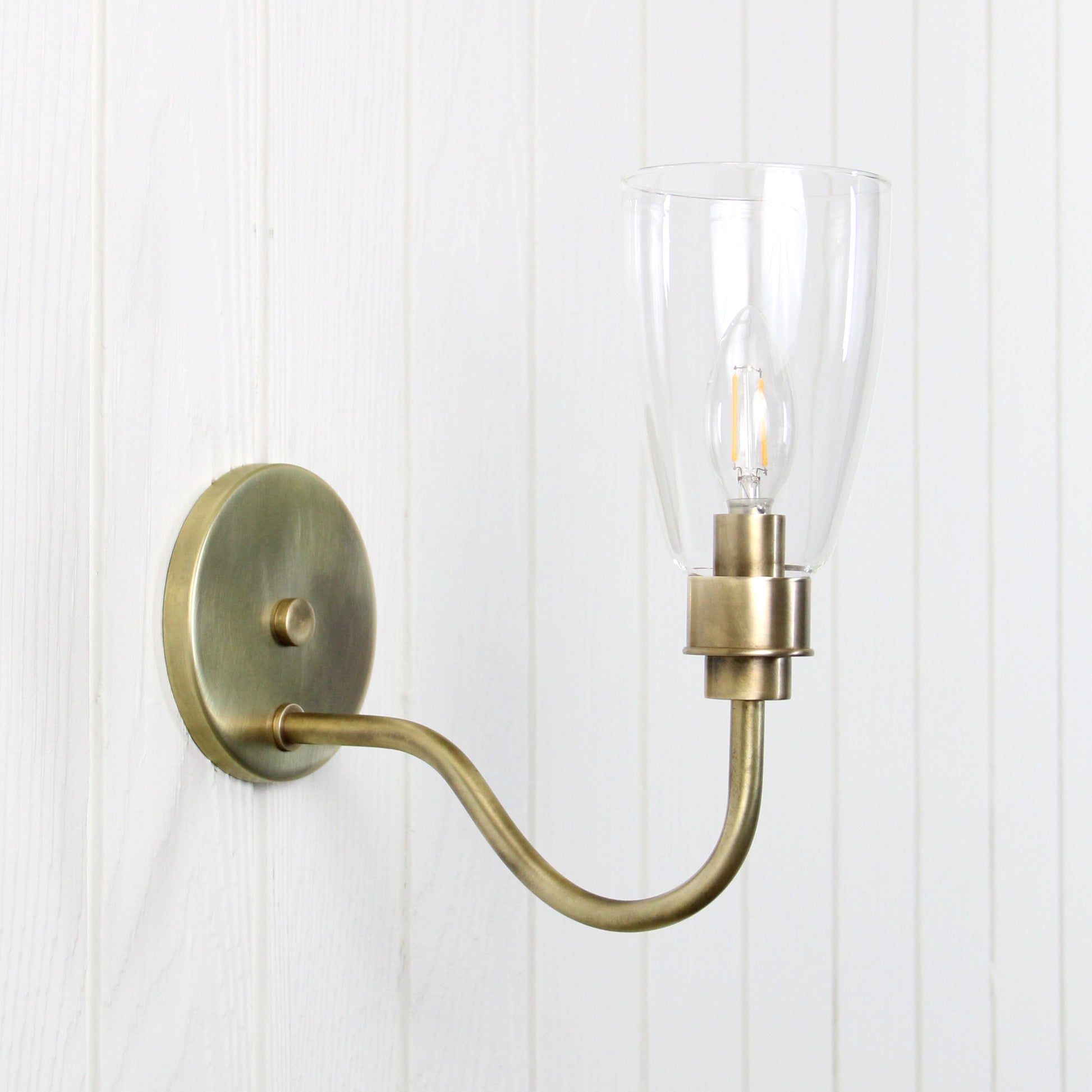 Norwich Long Arm Wall Sconce in Vintage Brass
