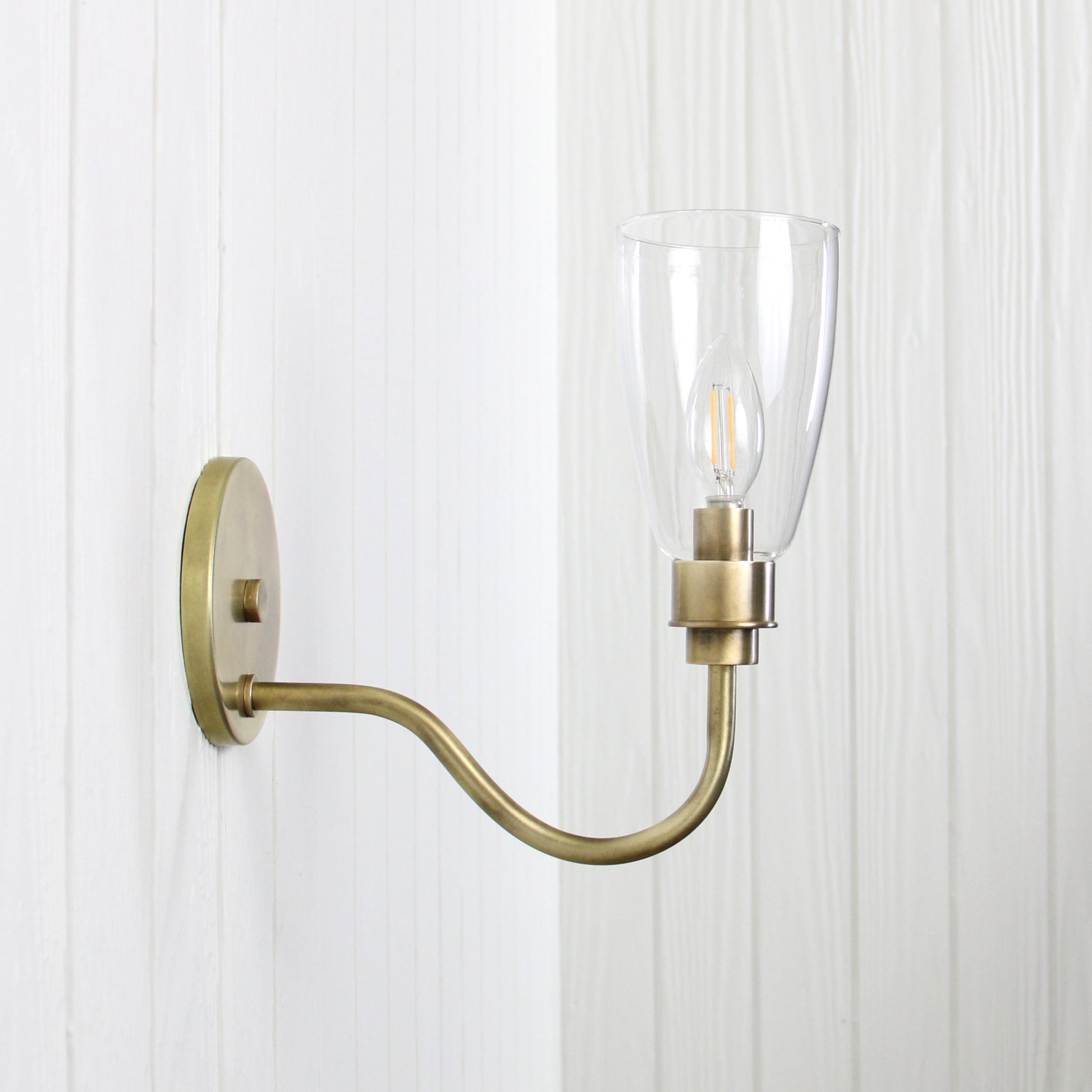 Norwich Long Arm Wall Sconce in Vintage Brass