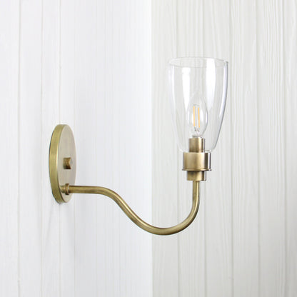 Norwich Long Arm Wall Sconce in Vintage Brass