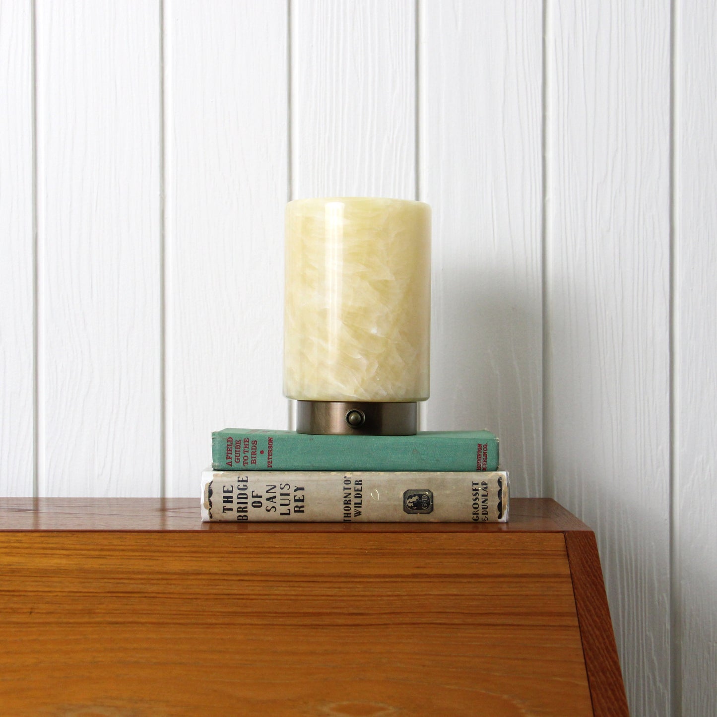 Onyx Cylinder Table Lamp in Aged Brass