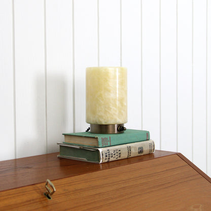 Onyx Cylinder Table Lamp in Aged Brass
