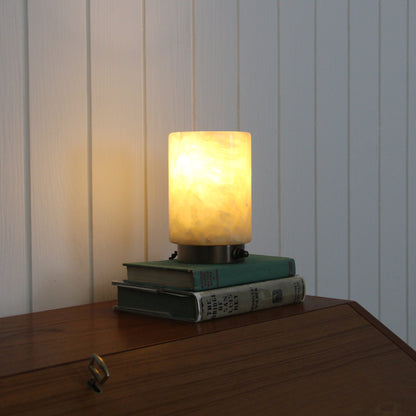 Onyx Cylinder Table Lamp in Aged Brass