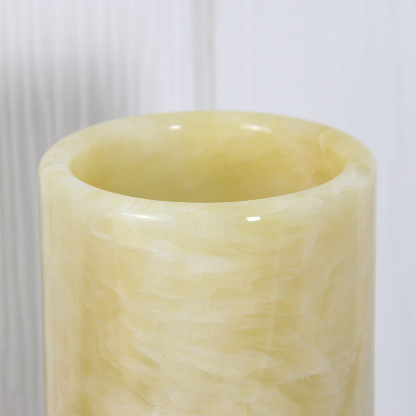 Onyx Cylinder Table Lamp in Aged Brass