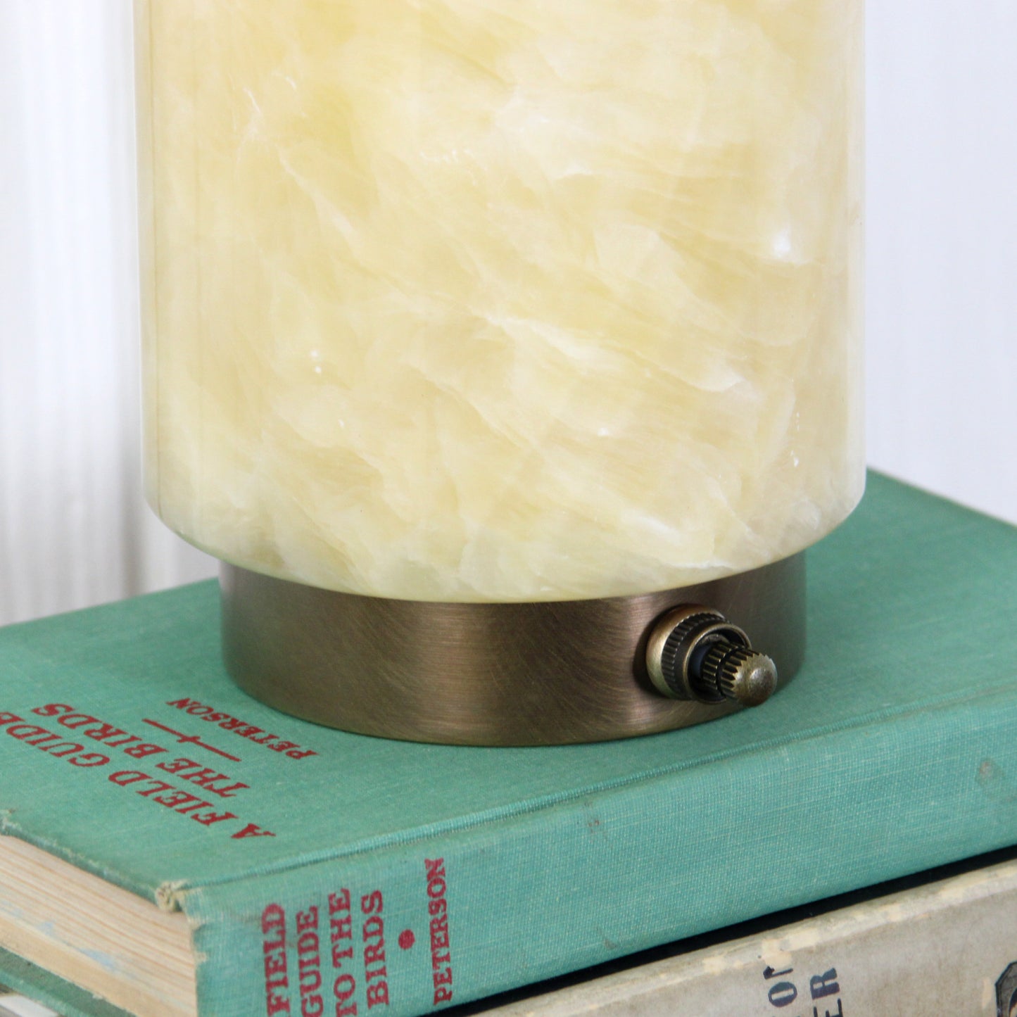 Onyx Cylinder Table Lamp in Aged Brass