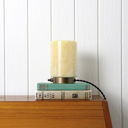 Onyx Cylinder Table Lamp in Aged Brass