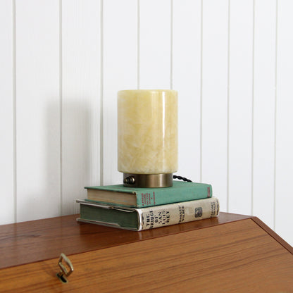 Onyx Cylinder Table Lamp in Aged Brass