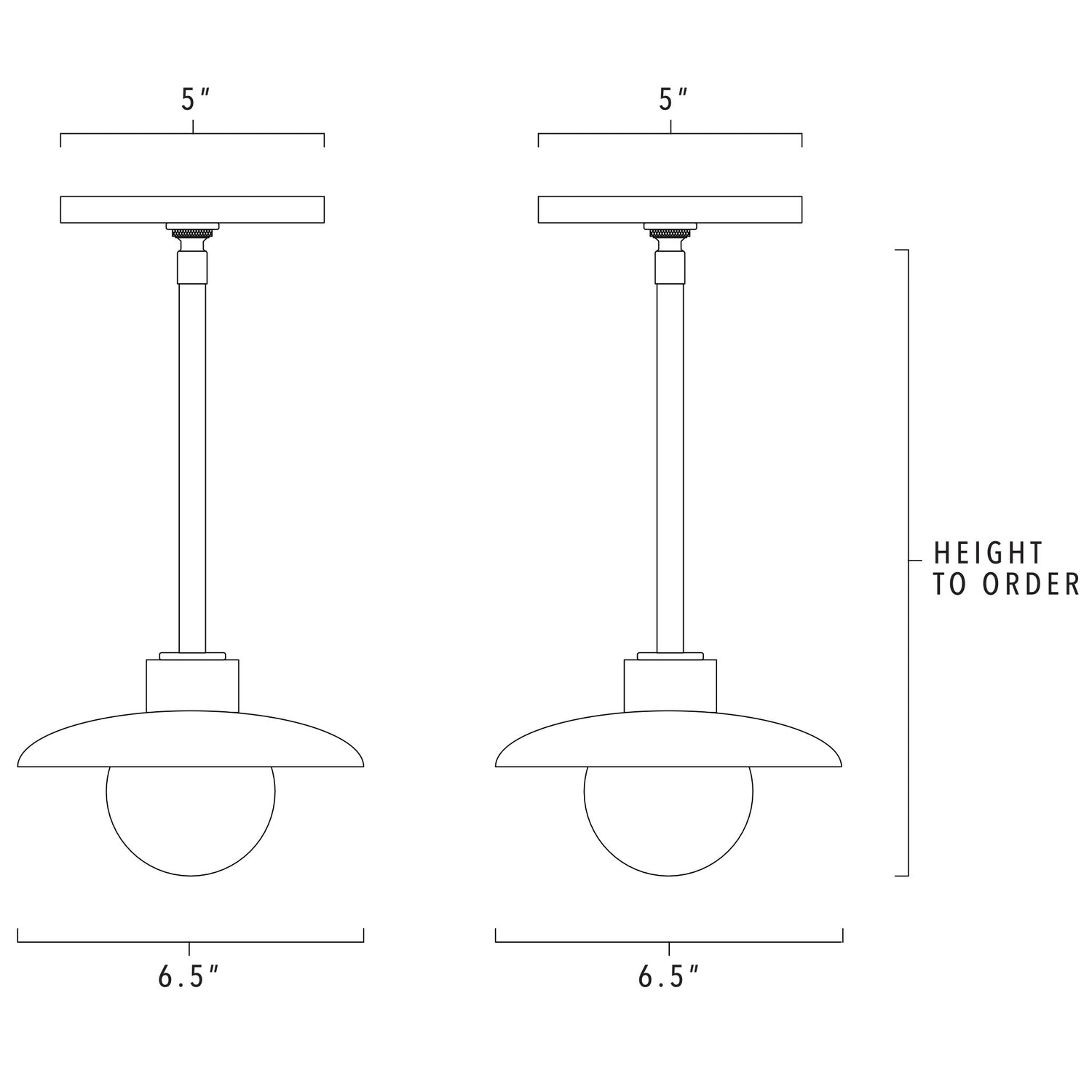 Muir Pendant - Rod technical drawing