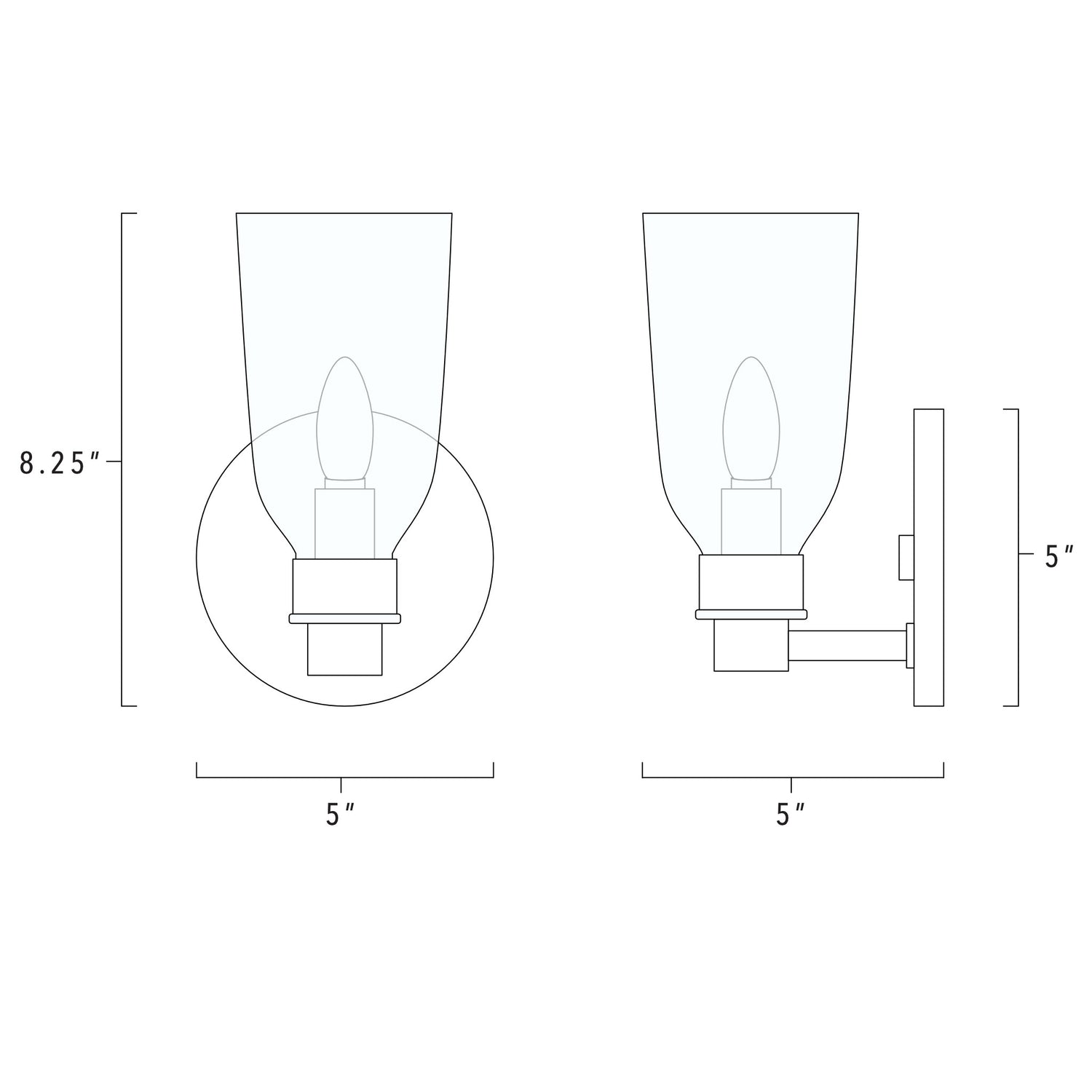 Norwich Flush Mount Wall Sconce technical drawing