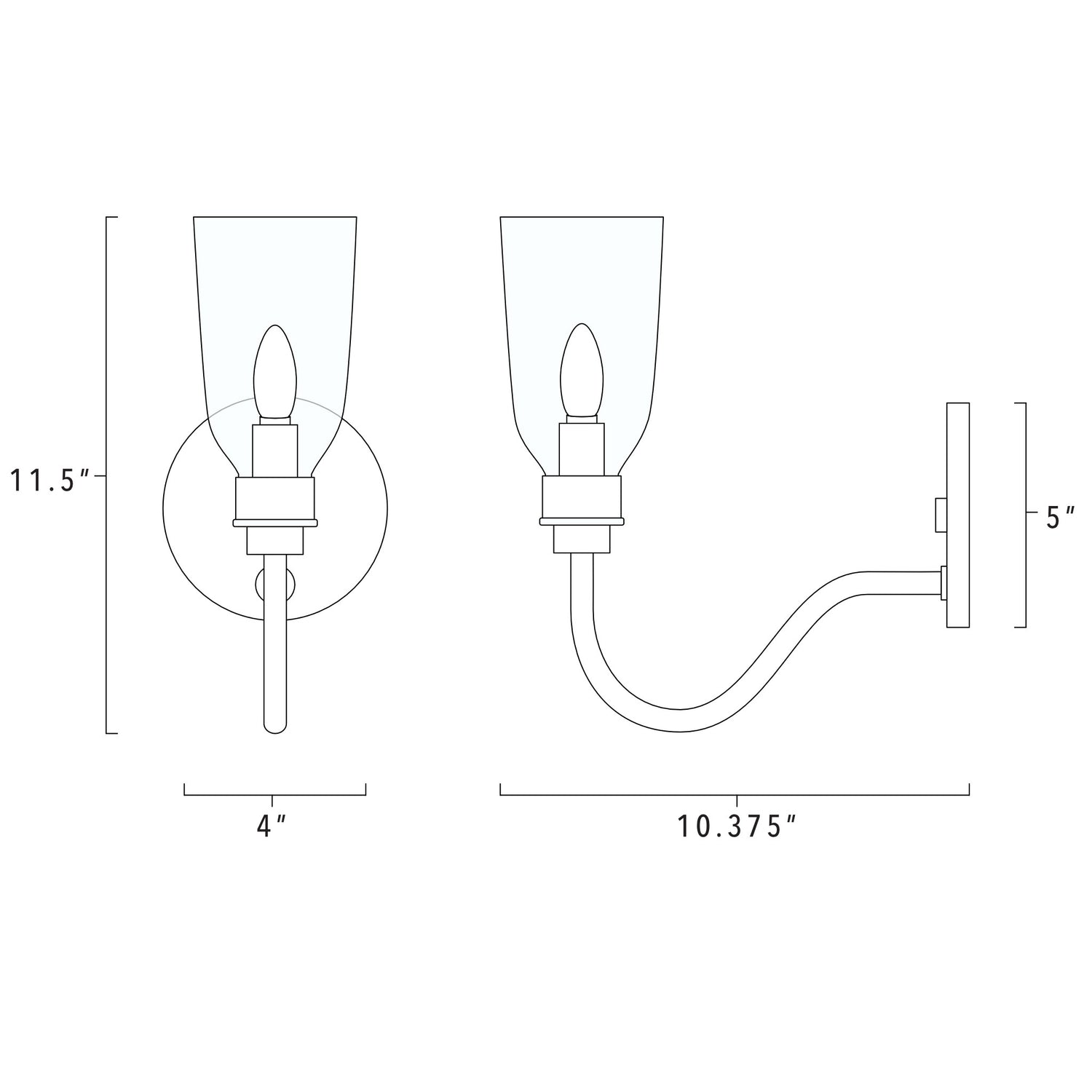 Norwich Long Arm Wall Sconce technical drawing