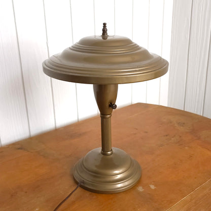 Vintage MCM Art Deco Flying Saucer Metal Table Lamp