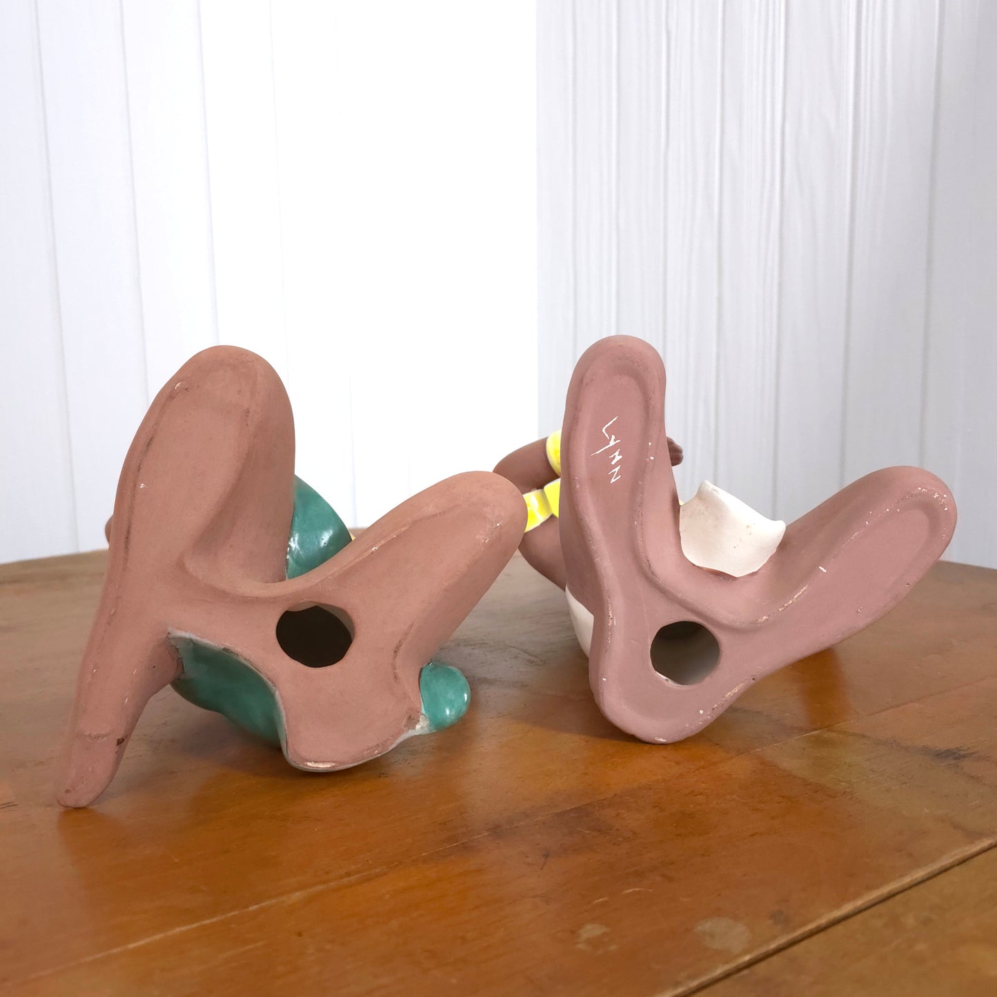 Bottom detail of Vintage Balinese Mid-Century Ceramic Figures