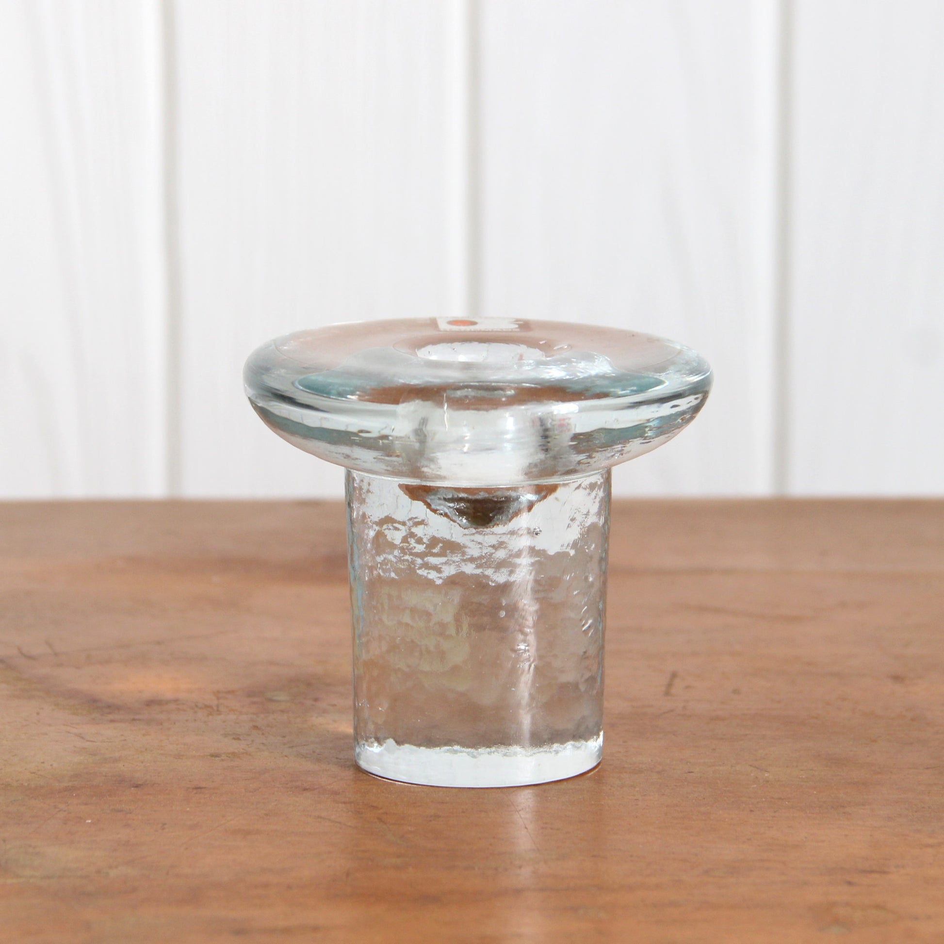 Vintage Blenko clear glass mushroom candleholder