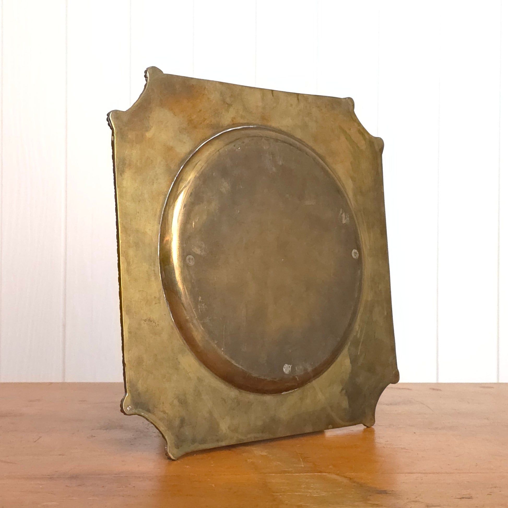 Backside of Brass Banded Rope Edge Serving Tray