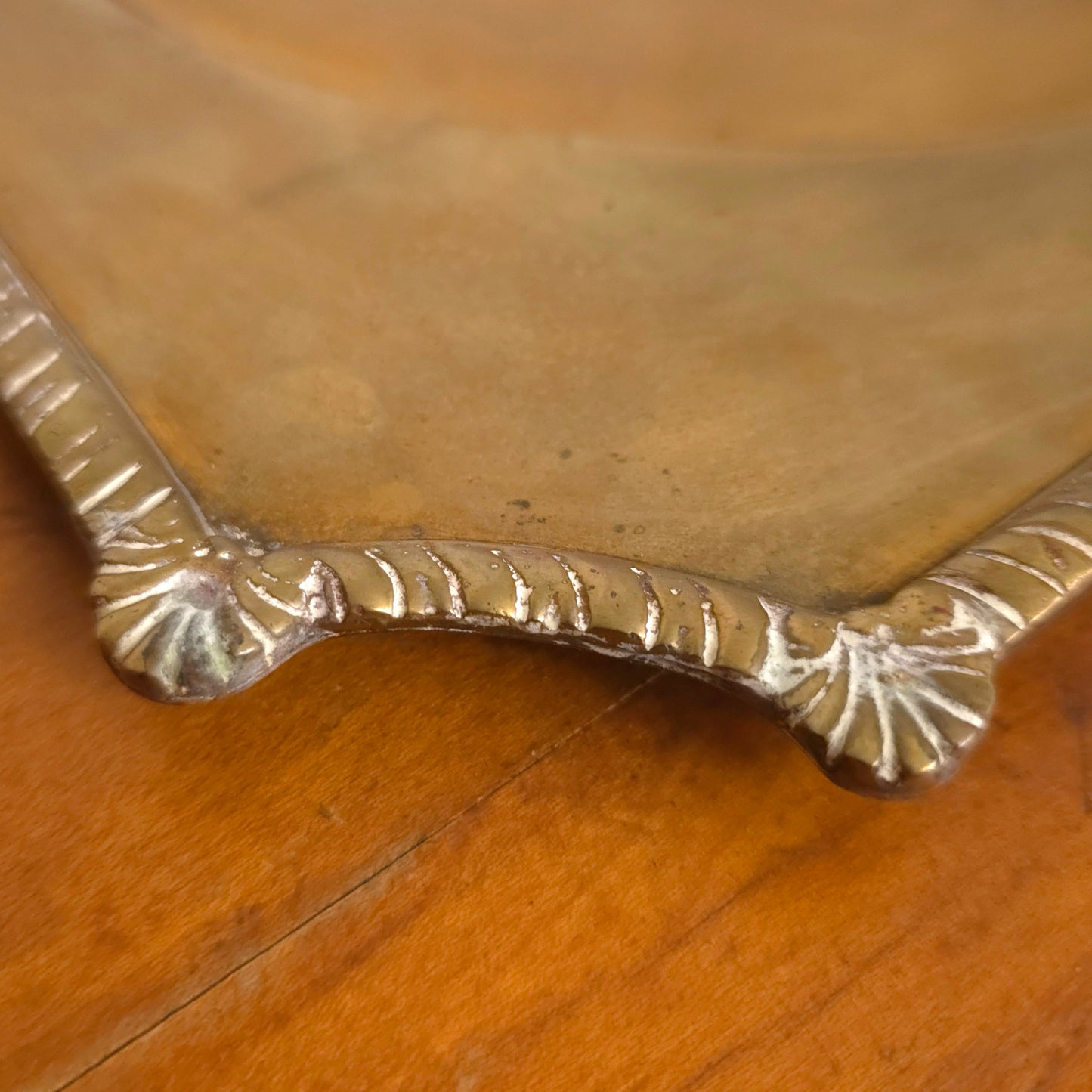 Detail of Brass Banded Rope Edge Serving Tray