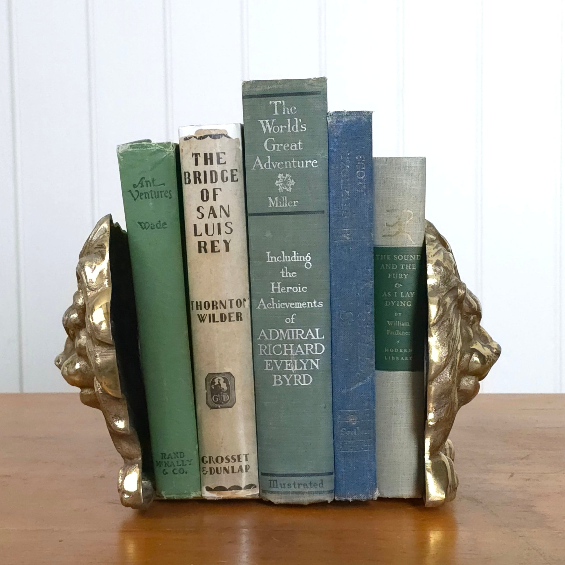 Vintage Cast Brass Lion Bookends