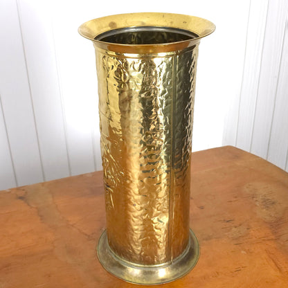 Vintage English Brass Embossed Relief Umbrella Cane Stand