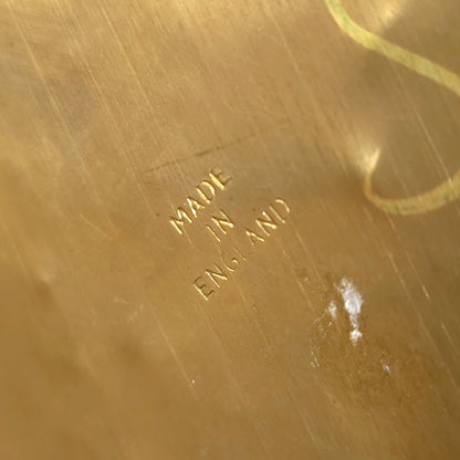 Signature detail of Vintage English Brass Embossed Relief Umbrella Cane Stand