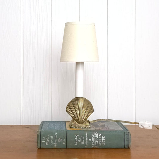 Vintage Brass Seashell Candle Lamp
