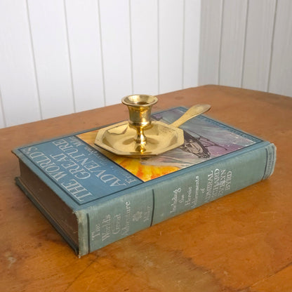 Brass Tab Handle Mini Chamber Candlestick Holder