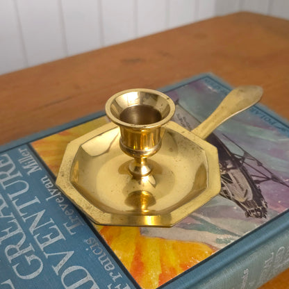 Brass Tab Handle Mini Chamber Candlestick Holder