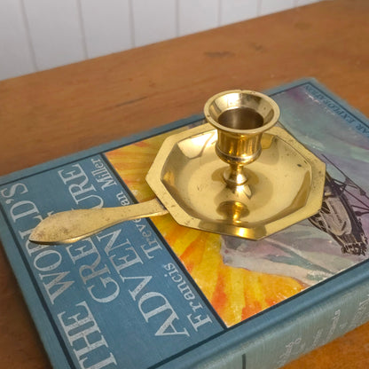Brass Tab Handle Mini Chamber Candlestick Holder