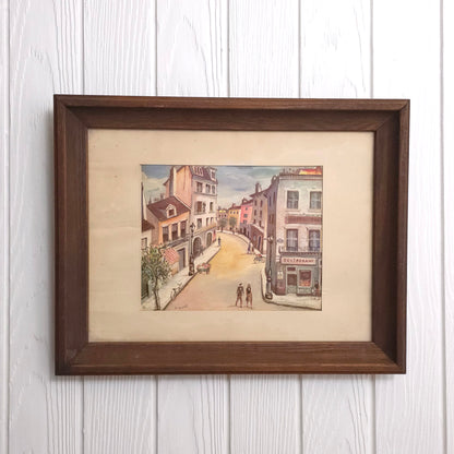 Montmarte Paris Street Scene Lithograph by JA Buzzelli