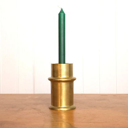 Stout brass segmented cylinder candleholder