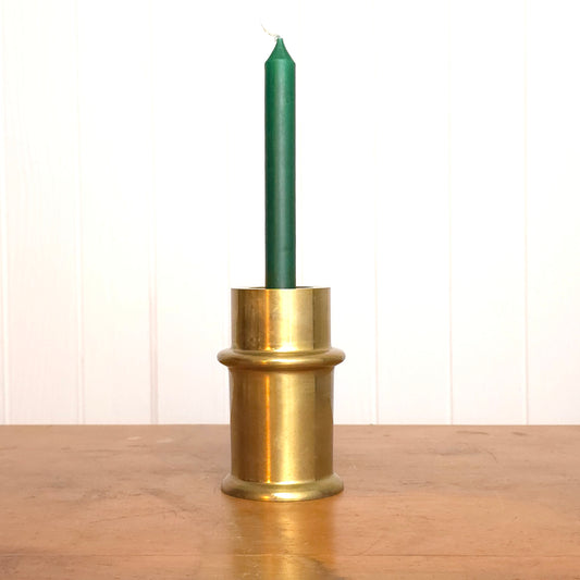 Stout brass segmented cylinder candleholder