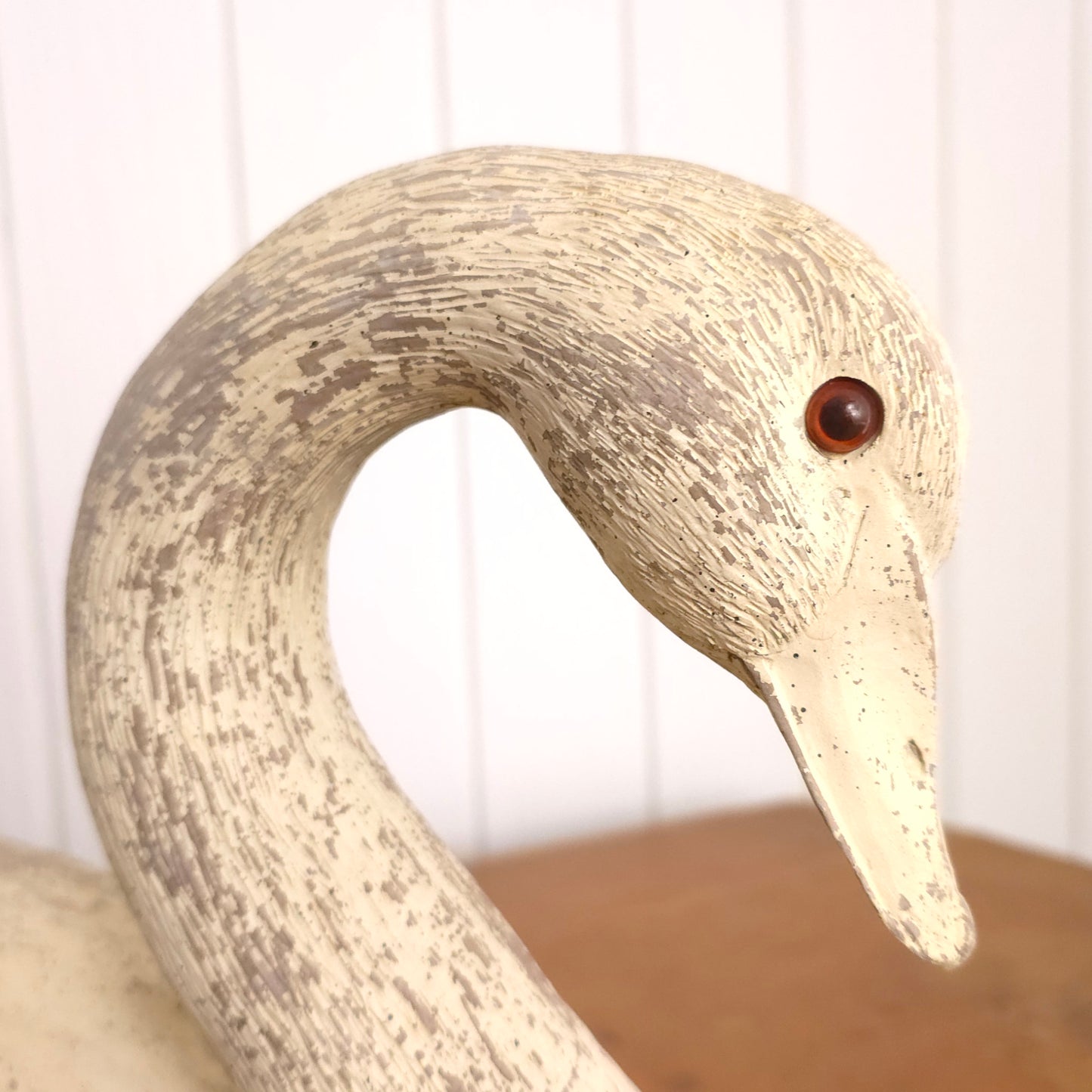 Head detail of Carl Huff Resin Swan Decoy