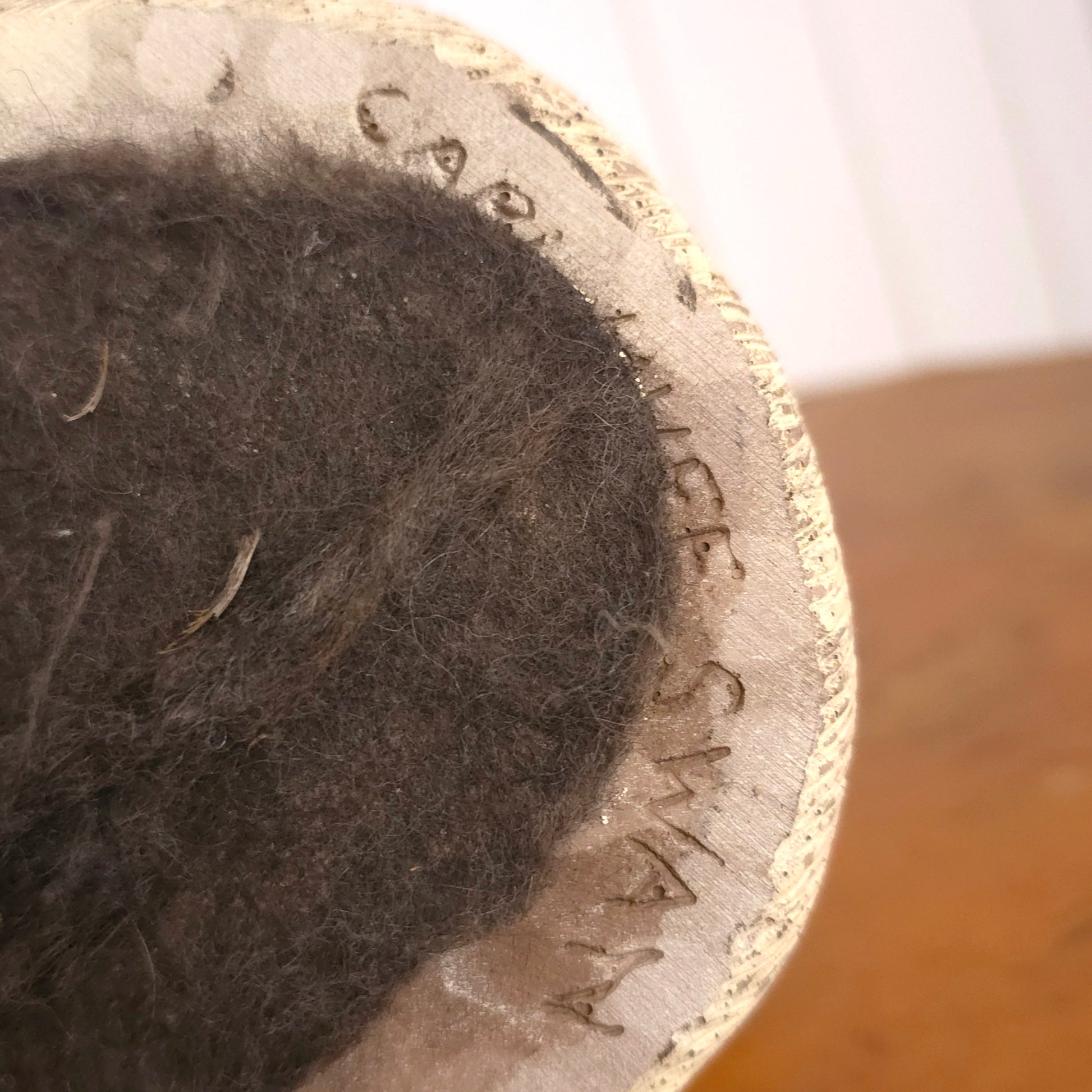 Signature detail of Carl Huff Resin Swan Decoy