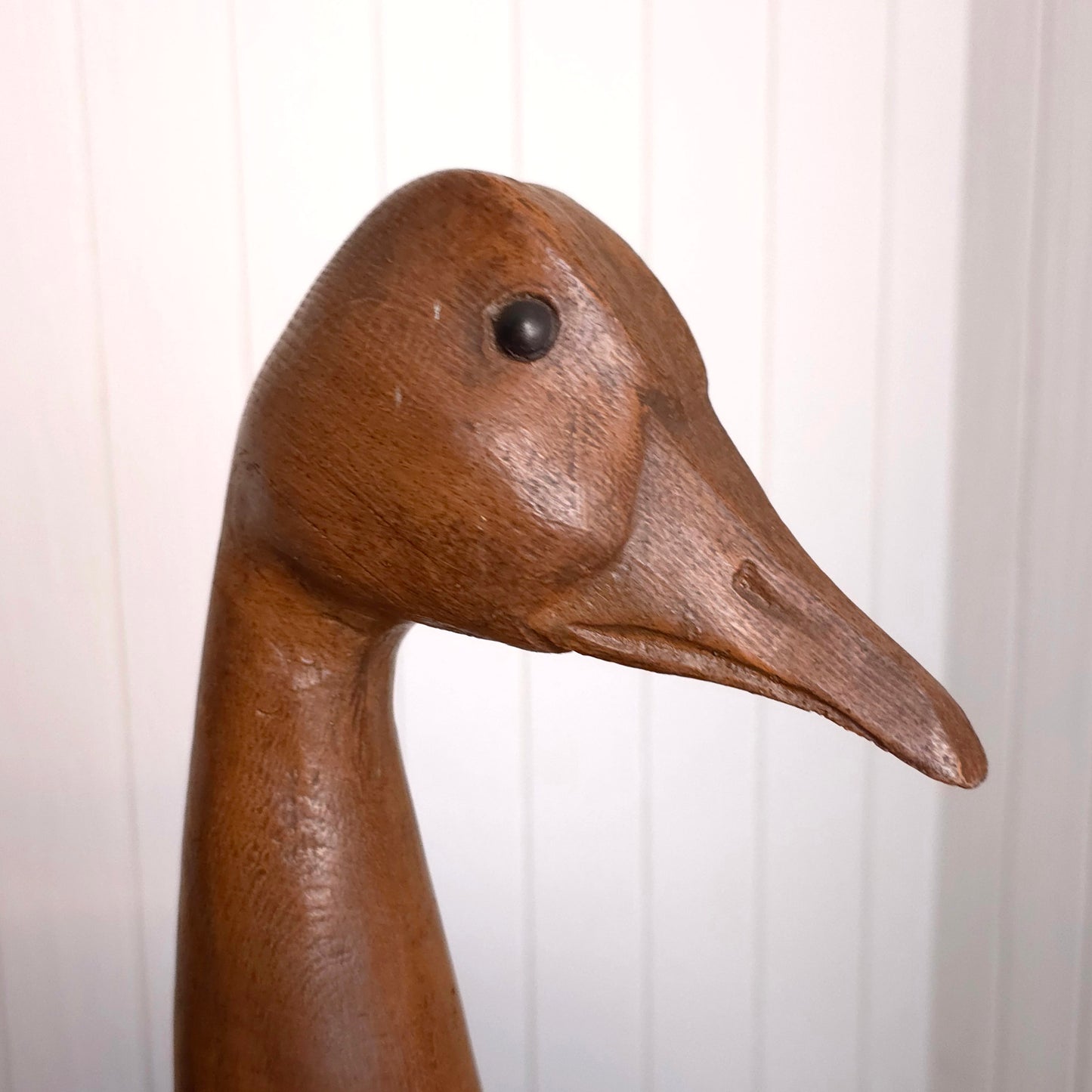 Head detail of vintage Carl Huff 1980 Resin Carved Swan Decoy