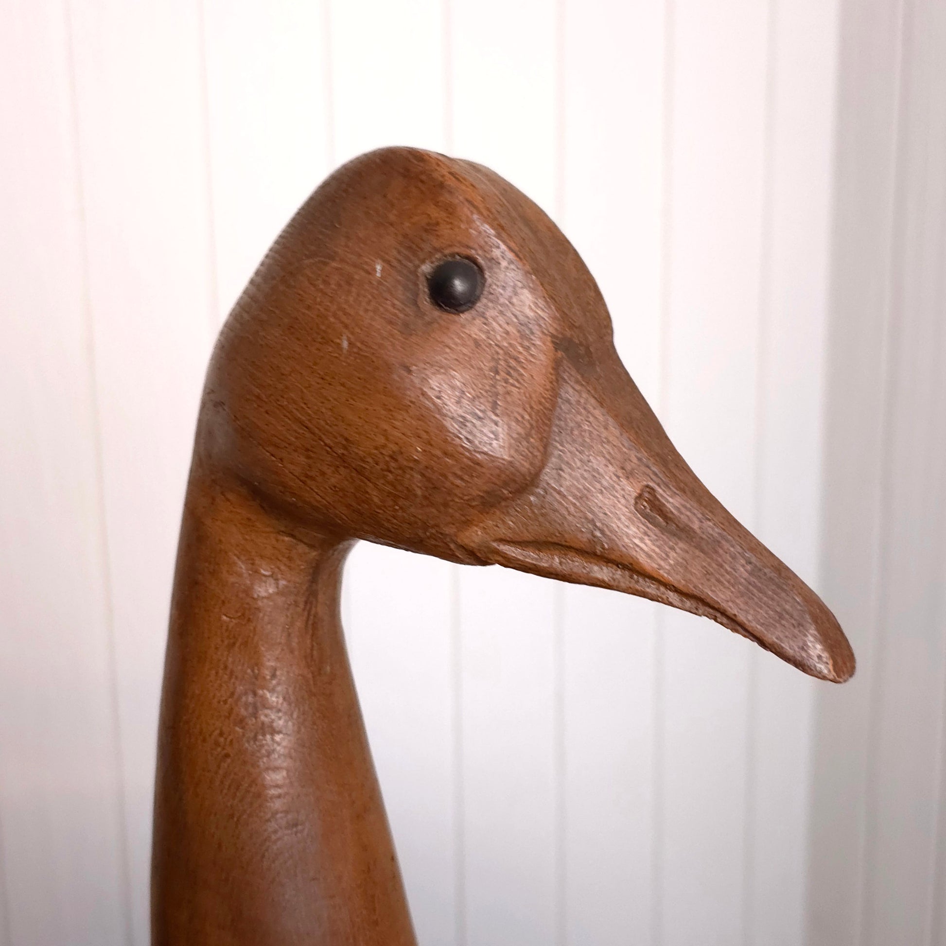 Head detail of vintage Carl Huff 1980 Resin Carved Swan Decoy