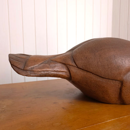Tail detail of vintage Carl Huff 1980 Resin Carved Swan Decoy
