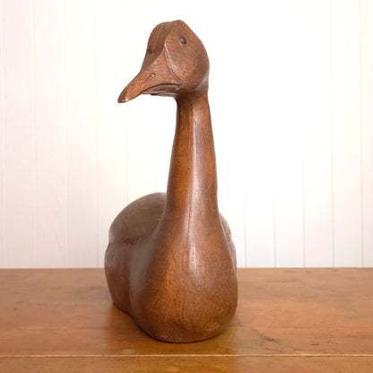 Front view of vintage Carl Huff 1980 Resin Carved Swan Decoy