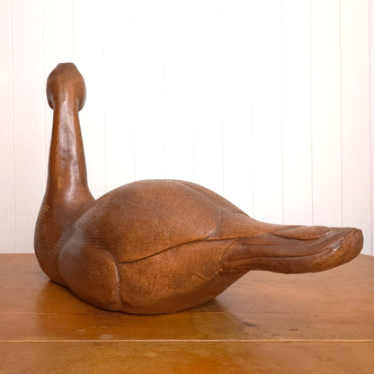 Back view of vintage Carl Huff 1980 Resin Carved Swan Decoy