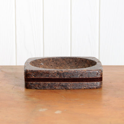 1970s cork and velvet trim catch-all