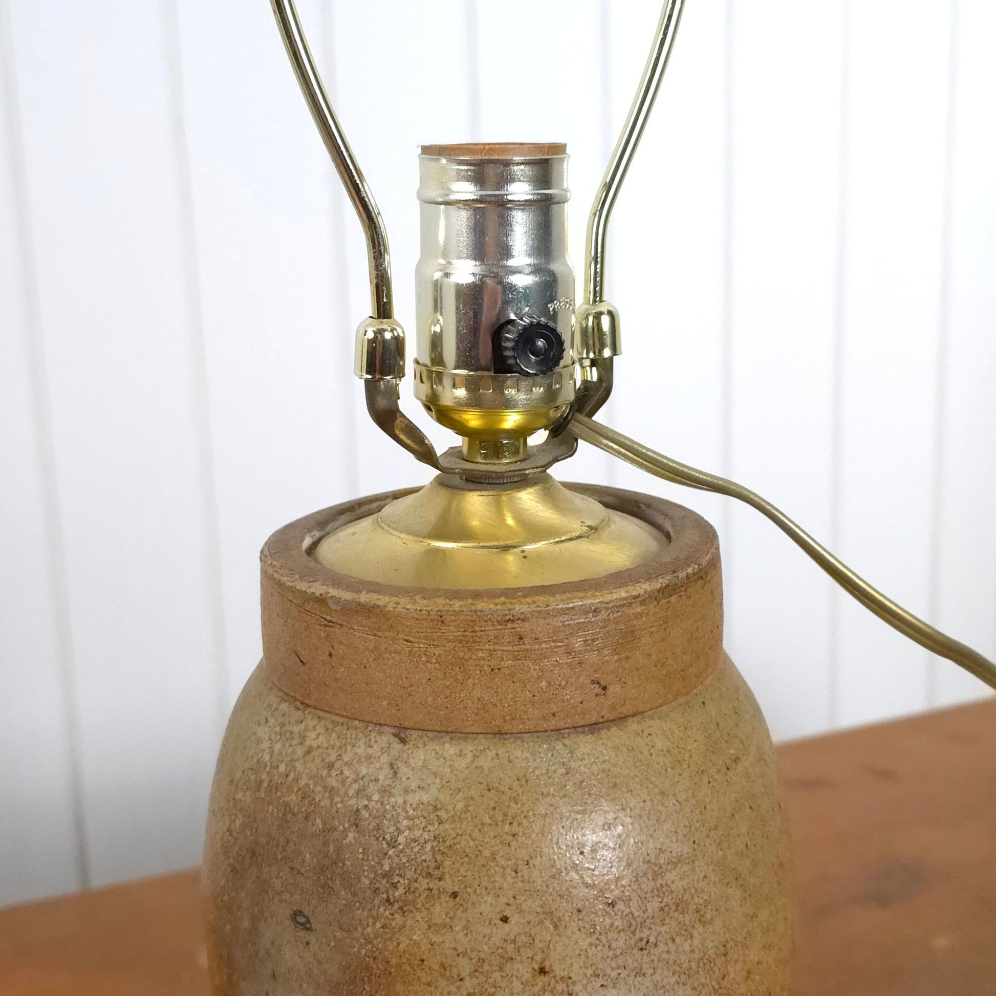 Detail of Vintage Crock Pottery Jug Table Lamp