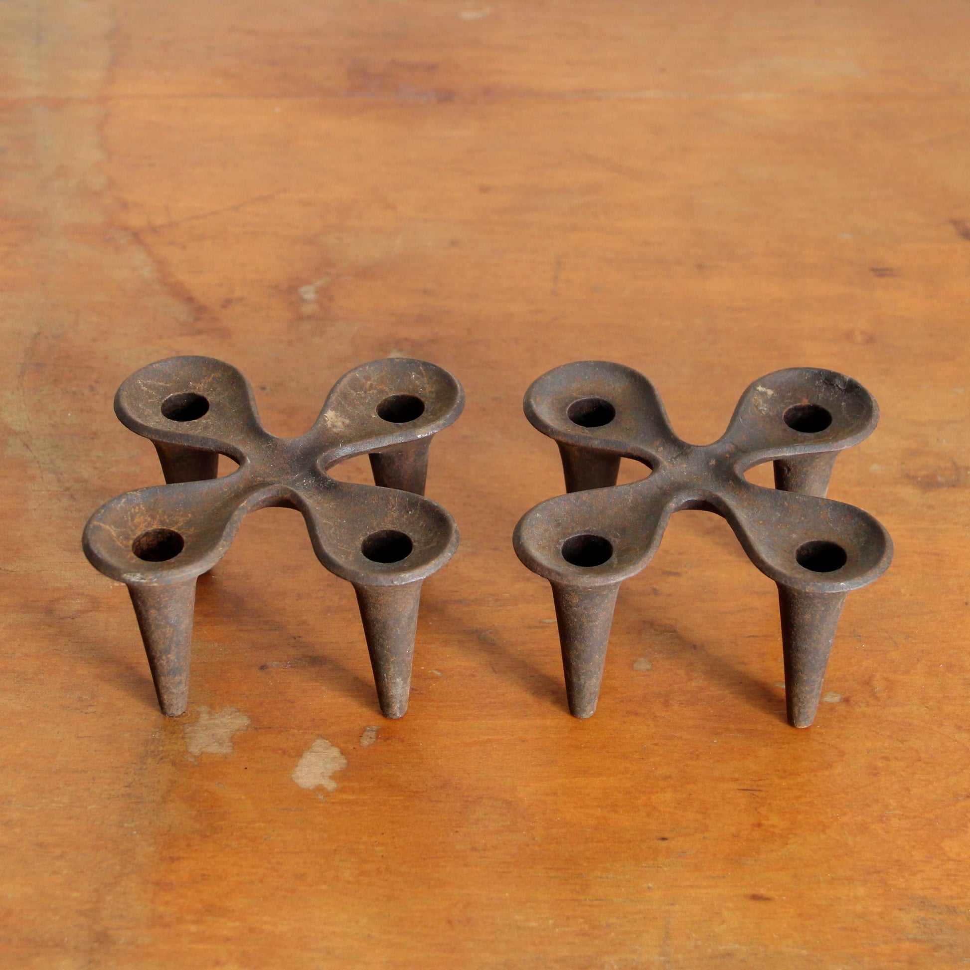 Vintage Dansk Quistgaard iron clover candleholders