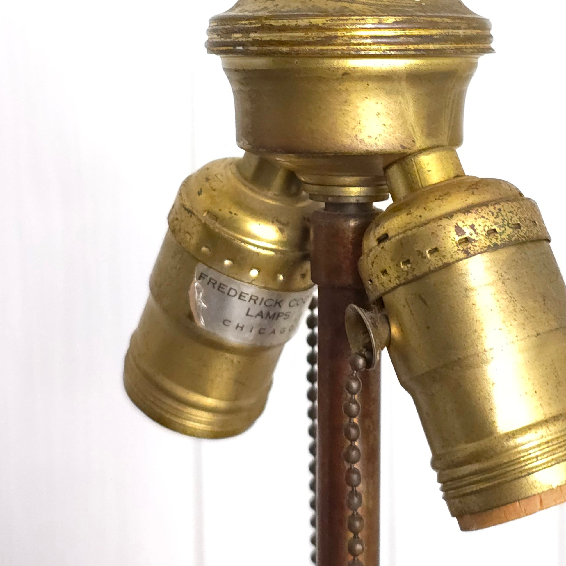 Label detail of Frederick Cooper Brass Animal Paw Footed Table Lamp