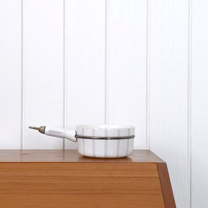 Vintage French Striped Porcelain Saucepan