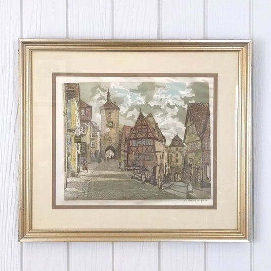 Hans Figura Silk Aquatint Street Scene