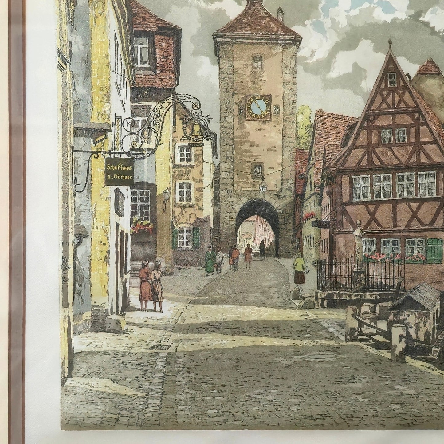 Hans Figura Silk Aquatint Street Scene