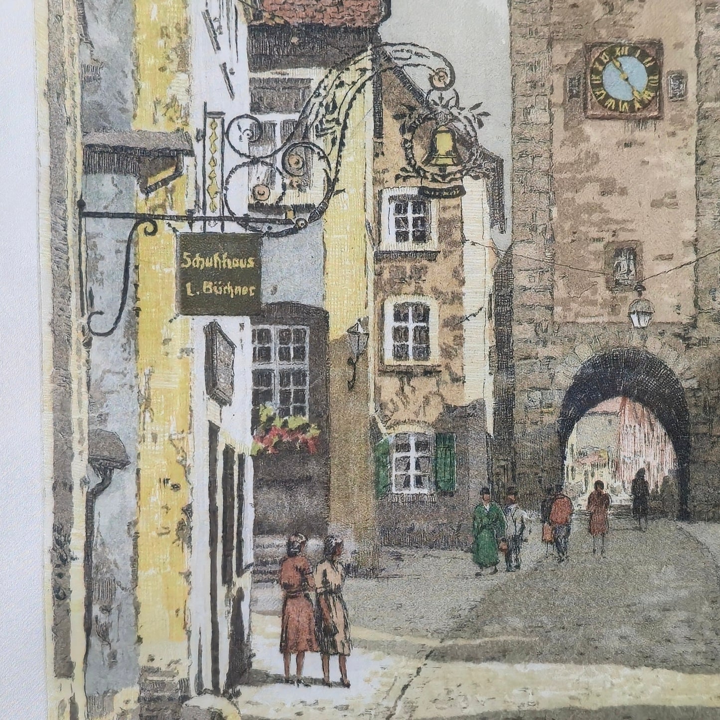 Hans Figura Silk Aquatint Street Scene