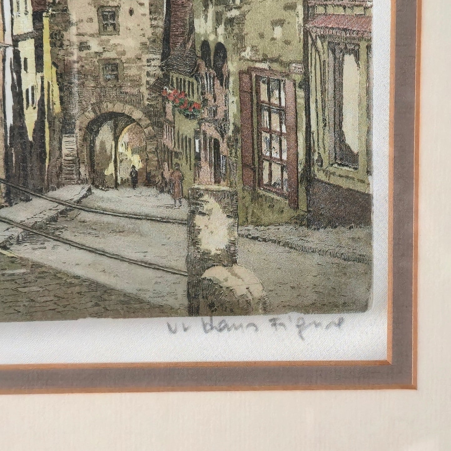 Hans Figura Silk Aquatint Street Scene