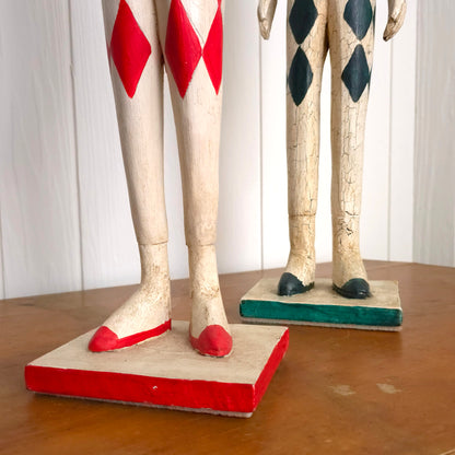 Base detail of Italian Harlequin Wooden Jester Statues