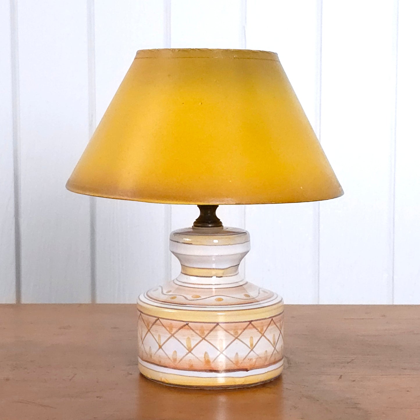 Vintage Italian Hand-Painted Pottery Lamp w/Shade